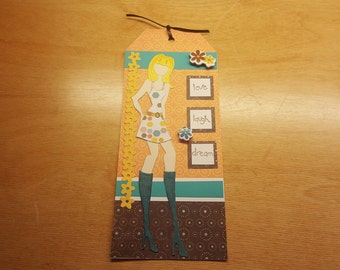 Handmade Prima Doll Tag - Love, Laugh, Dream - Card or Gift Tag-Gift Card Holder-Bookmark-Doll Tag-Prima Doll