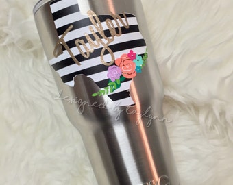Texas Floral Decal, Floral Decal, State Decal, Texas Decal, Floral Monogram, Texas Monogram, Decals, Yeti Decal, Car Decal, Birthday Gift