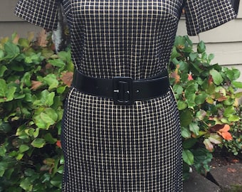 Vintage Joan Curtis Black And Gold Sheath Dress