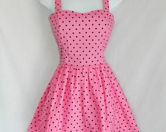 Pink and black Polka dot dress