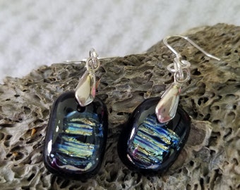 Stormy Seas Dichroic Glass Earrings