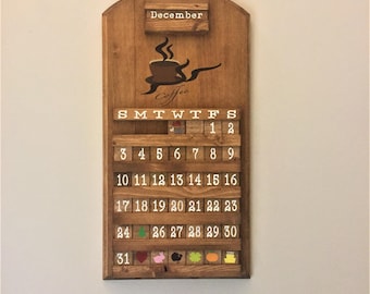 Wooden Calendar, Perpetual Calendar, Wooden Perpetual Calendar, Coffee Design,