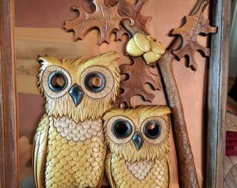 Vintage Coppercraft Guild wall Owls