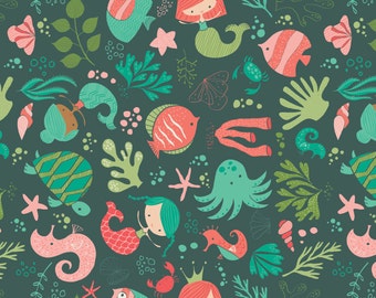 Ocean Play, by Heather Rosas - 100% Cotton, 44" Wide, by the half yard