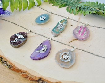 Custom Geode Slice Charm Necklace