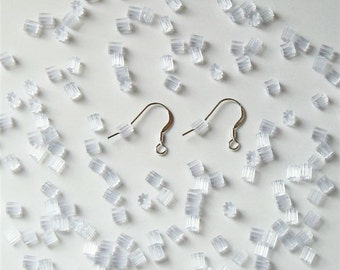 144 Clear Rubber (Plastic) Ear Wire Guards - Ear Nuts - Earring Backs - Stoppers