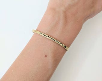 Dainty Coordinate Bracelet // Gold Brass Coordinate Cuff + Custom Coordinates + Friendship Bracelets + Best Friend Bracelet + Gift for her