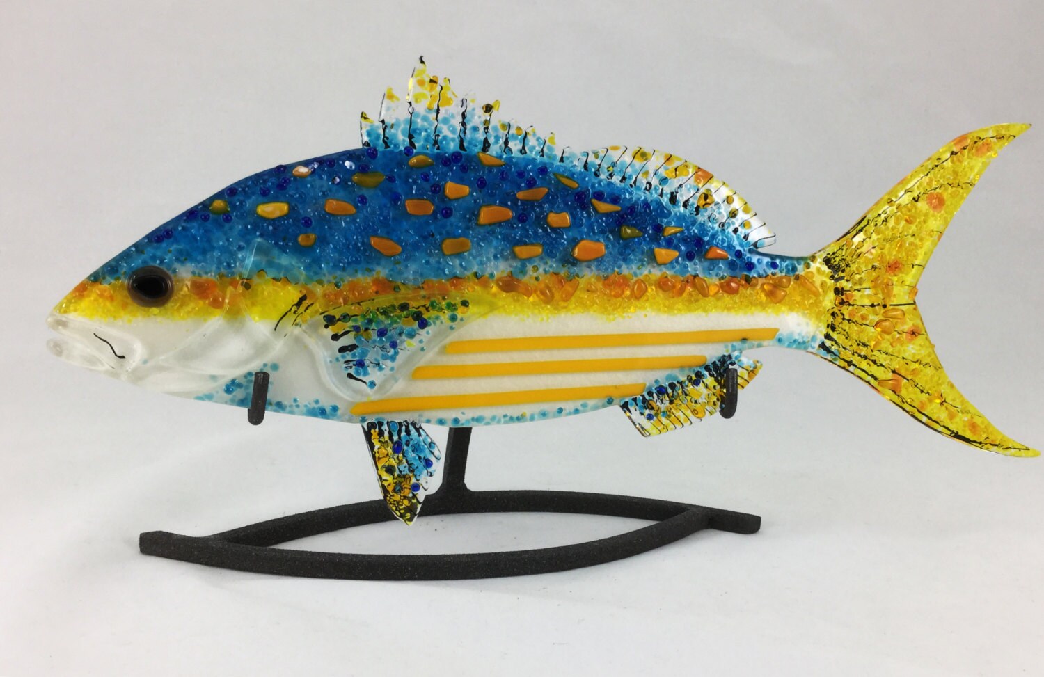 Yellow Tail Snapper Glass Fish Art Fused Glass Art Hanging