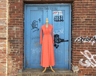 Vintage Salmon Colored Bolero Maxi Dress (Size Small)