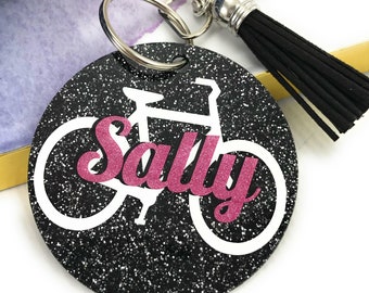 Cycling girl gift, Cyclists, Cycle glitter bag tag, Personalized bag tag, karate gift, gifts for martial arts, monogrammed