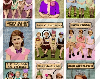 Girlfriends Digital Collage Sheet 2.5 X 3.5 ATC Sized Images (Sheet no. FS263) Instant Download