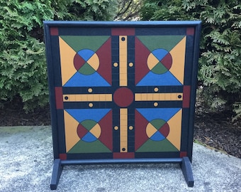 19", Parcheesi, Game Board, Wood, Hand Painted, Folk Art, Game Boards, Wooden, Primitive