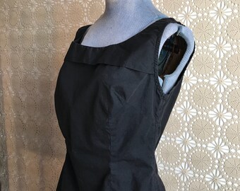 Vintage 1950s black cotton top blouse