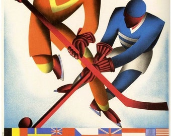 Vintage 1931 Ice Hockey Tournament Poster A3/A2 Print