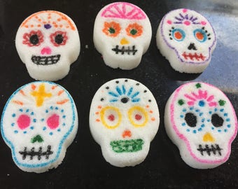 Edible Sugar Skulls (6) Handmade for Day of the Dead, Dia de Los Muertos, or as a creative sweetener