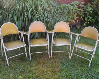 Samson Folding chairs Set of four, Yellow Folding Chair, Chairs, Vintage