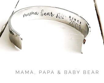 Mama Bear | Papa Bear | Baby Bear | Mama Bear Jewelry | Mama Bear Bracelet | Baby Bear Bracelet | Gift ideas for Mama, Papa, Baby Bear