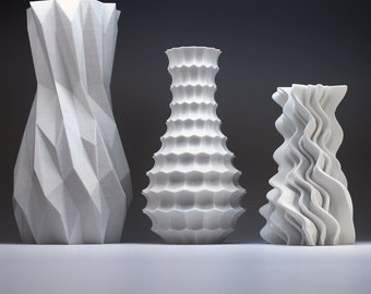 Modern Home Decor Bud Vase Set - Geometric Vase - Art Vases - Art Home Decor Funky 3d Printed Vases Gift Pack Modern Vase Decor