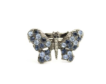 Vintage French Barrette with Swarovski Crystals, Hair Barrette, Butterfly
