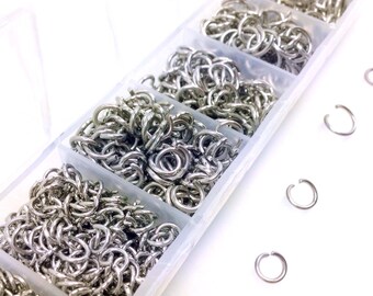Stainless Steel Jump Ring Kit, 1410 Pieces, Assorted Sizes, 304 Grade Stainless, 4mm to 10mm, Non-Tarnish, Hypoallergenic