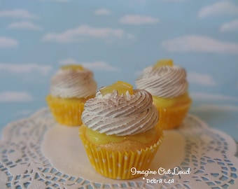 Fake Cupcake Handmade Fake Lemon French Meringue Toasted Cupcake Lemon Slice