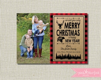 buffalo plaid christmas card rustic christmas card christmas