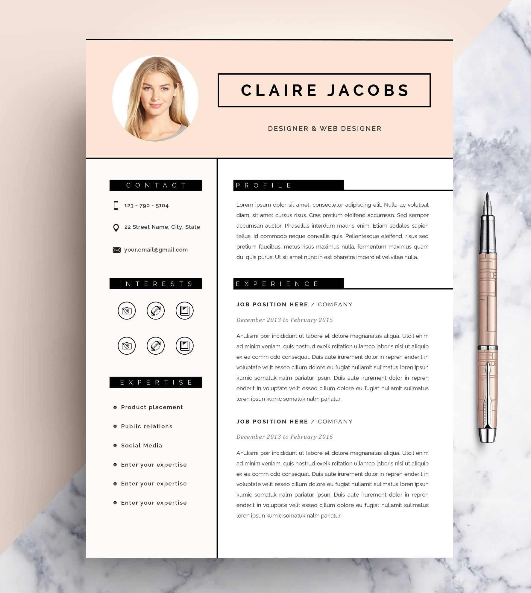 Plantilla de curriculum vitae creativo plantilla CV instante