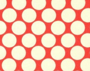 Amy butler red cream polka dot fabric