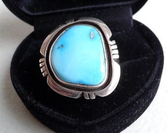 Vintage Ring - Native American Sterling Silver And Turquoise Handmade ring