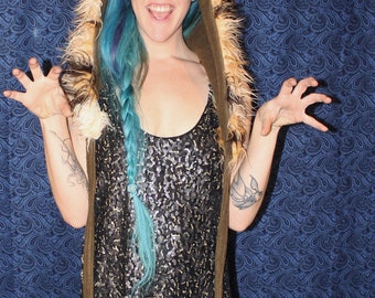 Cute Kitty Cat Warm Winter Festival Burning Man One Of A Kind Hood