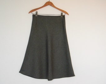 FREE usa SHIPPING Vintage A-line bias skirt charcoal gray MOD chic polyester size S