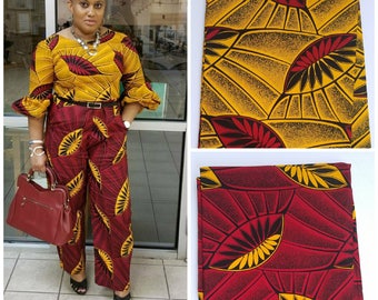 Red And Yellow Ankara Fabric; African Clothing; African Fabric; AfricanFabricinyard; African Headwrap;African print fabric ;Ankara