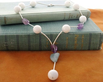 stones and silver pendant necklace
