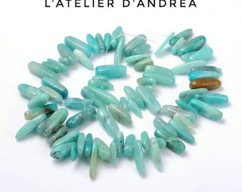 20 beads of Amazonite, your green-blue, 12-22 X 5-7 mm, 1 mm hole.