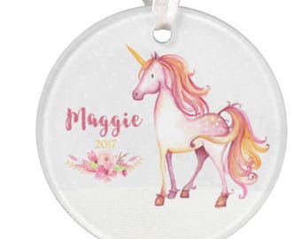 Unicorn Ornament Unicorn Christmas Ornament Personalized Unicorn Ornament Unicorn Personalized Ornament RyElle Christmas Ornament