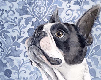 ORIGINAL Boston Terrier Painting, Art, Terrier Painting, Terrier Watercolor, Terrier Art, Dog Art, Boston Terrier, Dog Decor, Dog Print