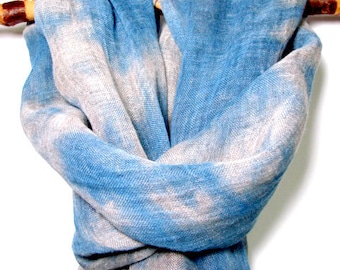 Linen Canvas Eco Dyed Scarf, Unisex Organic Shobiro dyed Textile