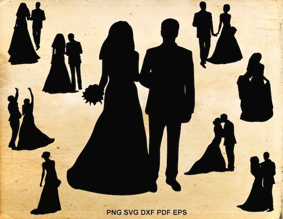 Download Wedding svg files Bride clipart Married couple silhouette