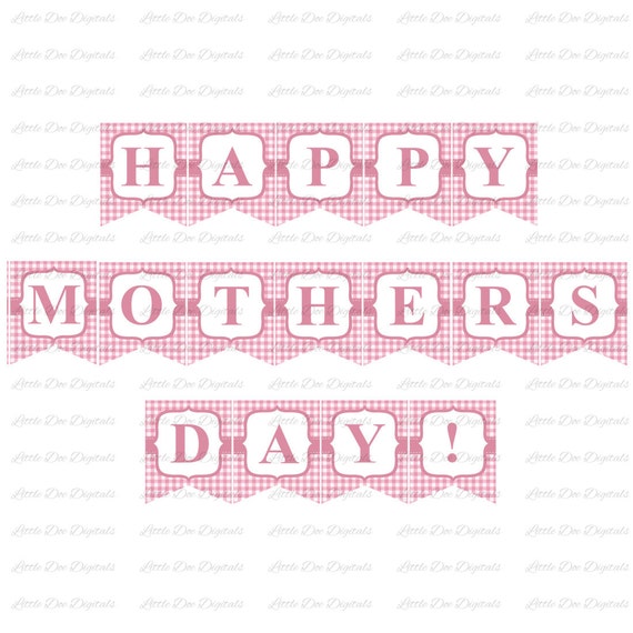 printable happy mother s day pink gingham banner sign