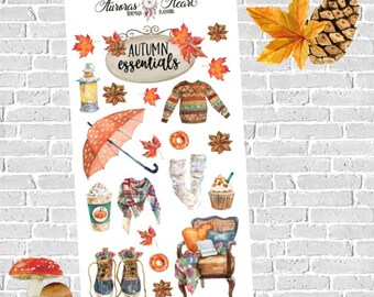Autumn/Fall essentials soft watercolor planner stickers boho
