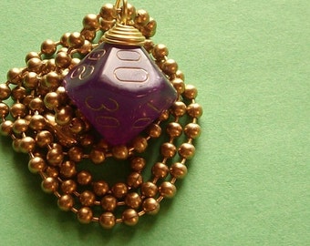 D10P Dice Pendant - Dungeons and Dragons - Velvet Purple - Geek Gamer DnD Role Playing RPG - Paw & Claw Designs