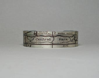 Cuff Bracelet Central Park NYC New York Map Unique Gift for Men or Women