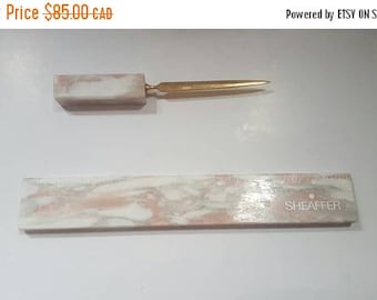 ON SALE Vintage Sheaffer Marble Ruler and Matching Letter Opener