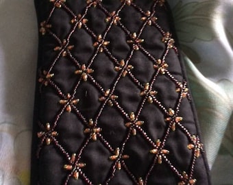 Quilted+Beaded Sunglass Case