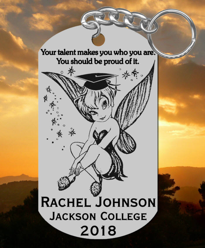 Tinkerbell Graduation Keychain Gift Engraved and Personalized