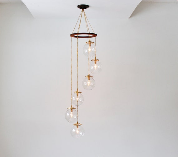 Globe Chandelier Spiral Hanging Chandelier Light Fixture 6 Globe Chandelier Spiral Hanging Chandelier Light Fixture 6