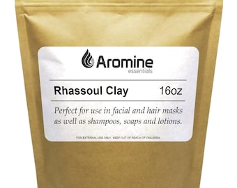 Aromine Rhassoul Clay Powder, 16oz Resealable Bag