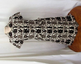 Vintage 1950's Shirt Dress Collar Button Front Short Sleves Handmade Dress XXS
