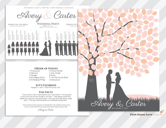 printable wedding program and wedding tree guestbook bundle