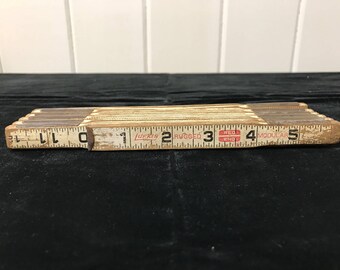 Lufkin Red End Folding Ruler, Vintage Carpenter Ruler, Vintage Extension Ruler, Vintage Ruler, Masonry Ruler